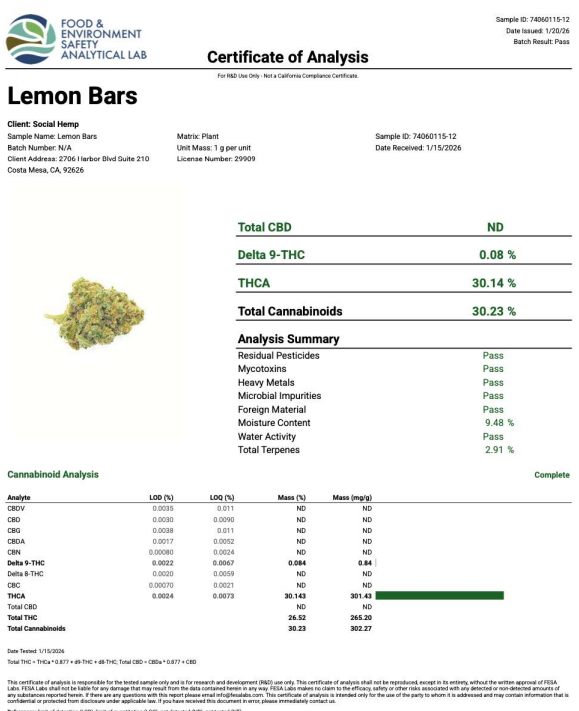 Premium Hemp Flower-Lemon Barz