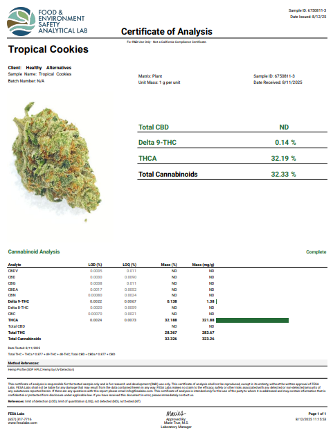Premium Hemp Flower- Tropical Cookies